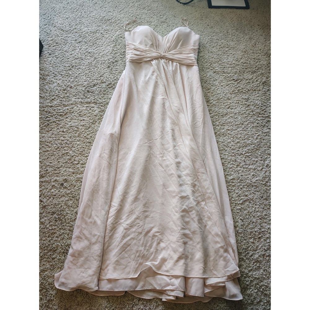 Mori Lee Madeline Gardner Spaghetti Strap Maxi Gown Pale Pink Women's 14 Wedding